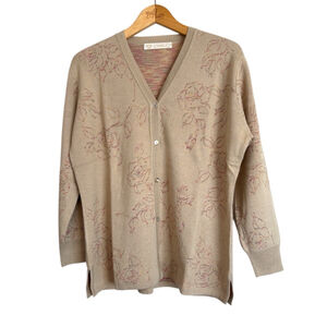 Vintage Camela 90’s Retro Knit V Neck Cardigan With Side Slits Size 42 Large